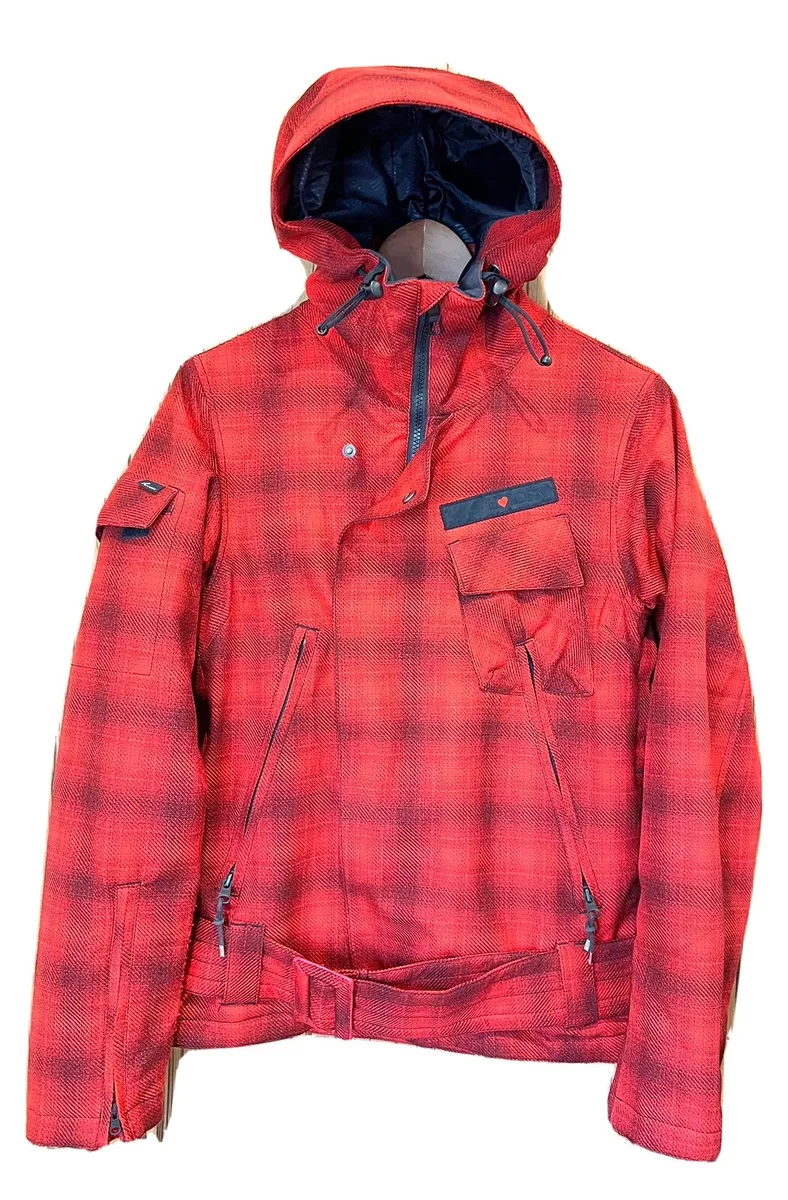 Red plaid snowboard jacket sale