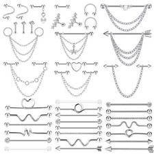 3-16x Industrial Barbell Surgical Steel Lip Nose Piericng Daith Earring Piercing