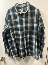 L.L. Bean Traditional Fit Flannel Shirt Men's L-Reg Blue Green