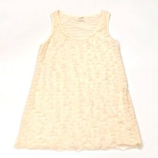 Free People Ivory Shimmer Tiered Ruffled Dress Size L