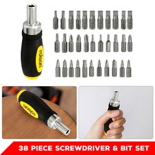ROLSON 38PCS Stubby Ratchet Screwdriver Bit Set Torx Phillips Hex Pozi Tool Kit
