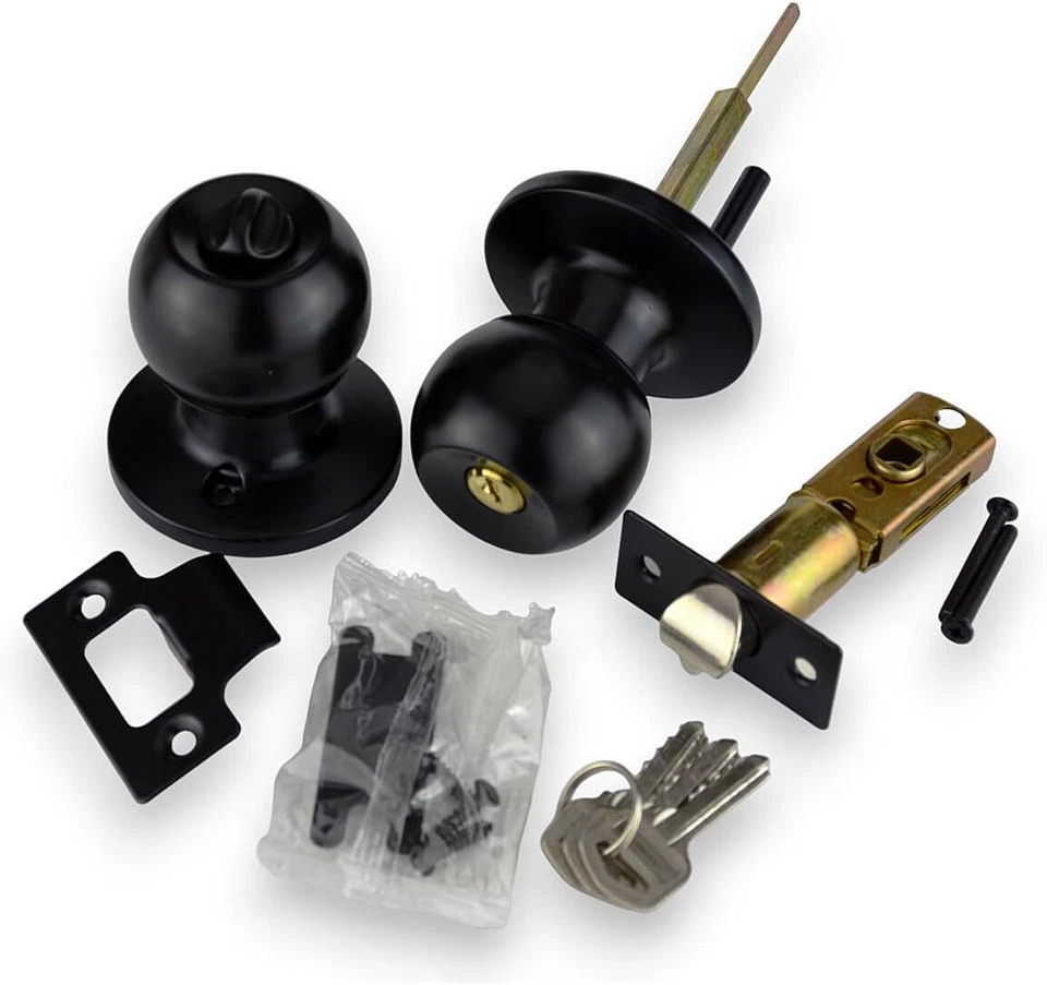 HANDLESTORE® Locking Door Knobs - Entrance, Privacy or Passage Matt Black handle - Image 3 of 4