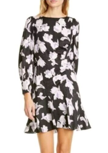 NWT Rebecca Taylor Silk Blend Ikat Blossom Floral Print Dress (12) #0046