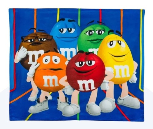 M&M's Charakter Fleecedecke 50" x 60" blau, braun, grün, rot, orange, gelb - Bild 1 von 3