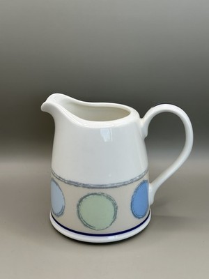 Noritake Ambience Java Blue Dots Creamer Milk Pitcher 4 1/4  Tall Sri Lanka 7994