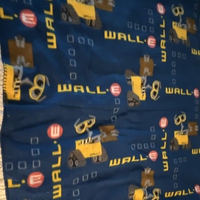Disney Pixar WALL-E Fleece Blanket 36x48in Blue Yellow Kids Bedroom Vintage