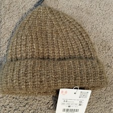 NWT Zara Wool Blend Hat Cap Kids 3-6 Years 52 cm Soft Brown
