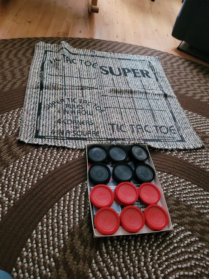 Cracker Barrel Jumbo 3 合 1 Checker 地毯游戏 28 英寸双面 Tic Tac Toe 美国制造 — 第 2/3 张图片