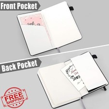 2pk Black Pocket Notebooks, 3.5x5.5", PU Hardcover, Pen Holder