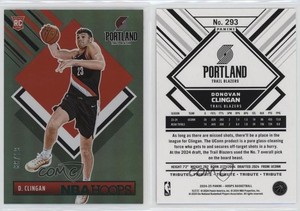 2024-25 Panini NBA Hoops Hoops Tribute Green /99 Donovan Clingan #293 Rookie RC