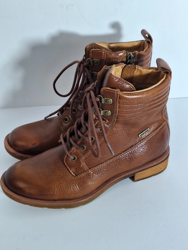 Sofft Aqua Leather Ankle Boots Women Sz 6.5M Zip Lace Up Brown Western Outdoors - Image 3 of 4
