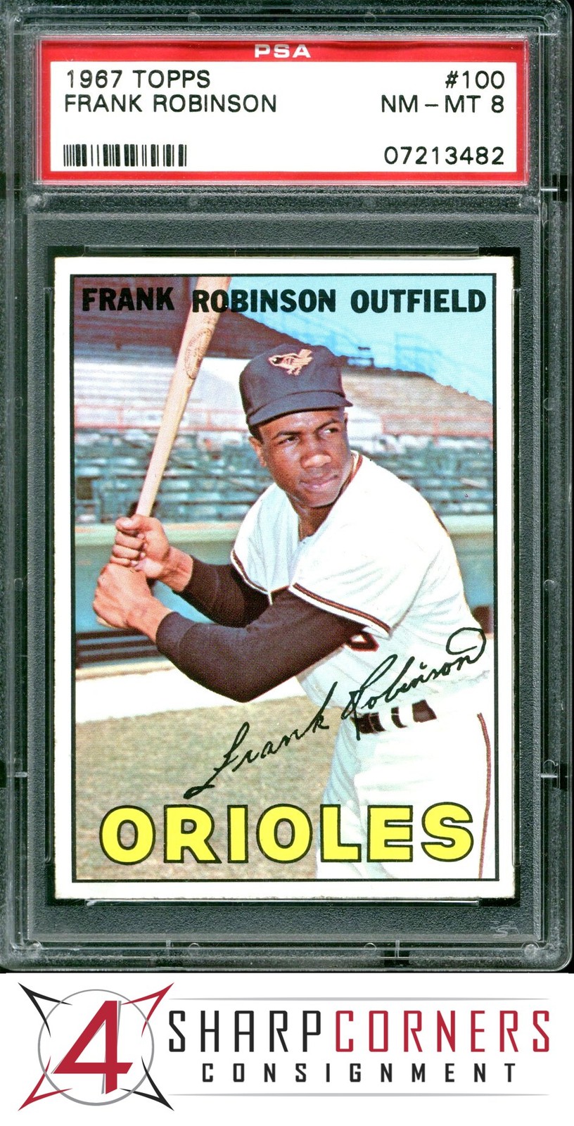 1967 TOPPS #100 FRANK ROBINSON ORIOLES HOF PSA 8