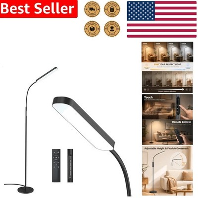 Modern Floor Lamp 15W LED 1000LM Stepless Dimmer Remote Touch Control Black