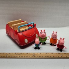 Peppa Pig Talking Red FAMILY CAR w/ 4 Figures - Vintage 2003 - Sound WORKS 