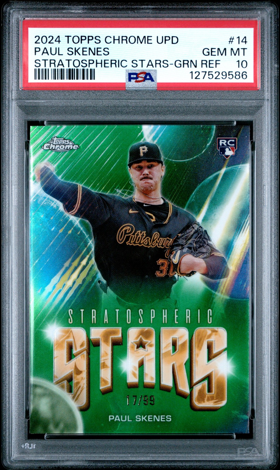 2024 Topps Chrome Update Stratospheric Stars Green SSC-14 Paul Skenes /99 PSA 10