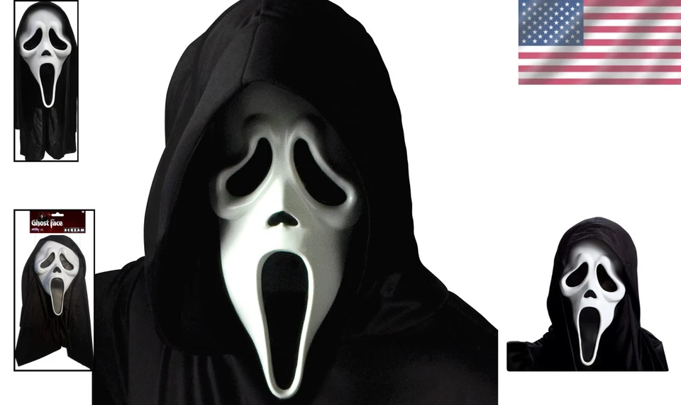 Máscara Ghost Face Halloween com Sudário Preto - Tamanho Padrão Feminino - Imagem 2 de 4