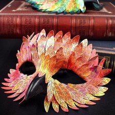 Gradient Feather Bird Beak Mask Halloween Masquerade Cosplay Prop