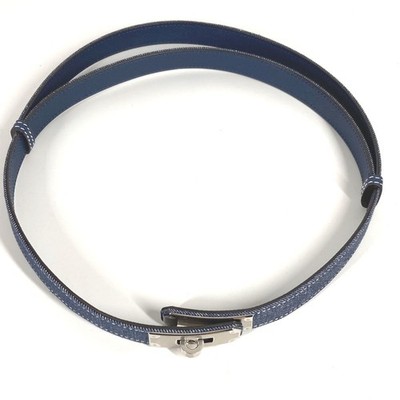 HERMES H010777UKAA Kelly Jean 18 Belt belt Denim / Leather blue 