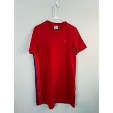 Adidas Originals Red 3 Stripe T‑Shirt Dress Women's Medium Athletic Streetwear