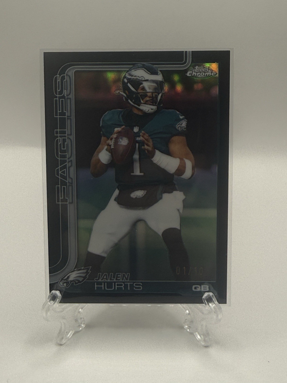 2025 Topps Chrome Jalen Hurts Black Refractor 1/10 Jersey Match