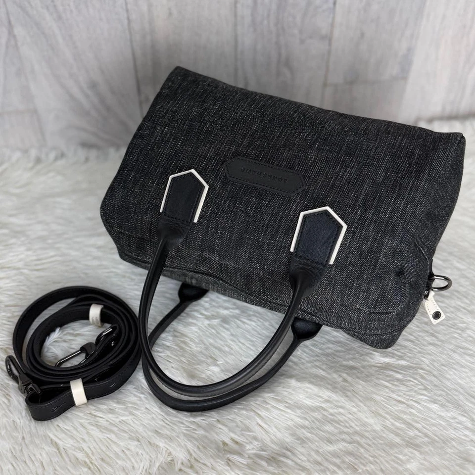 LONGCHAMP Denim 2-Way Mini Bolsa Boston Usada Do Japão - Imagem 4 de 4