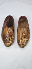 Vintage Hand Painted Dutch Wooden Clogs Holland Windmill Souvenir Wall Decor 7"