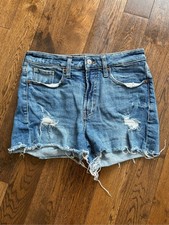 Old Navy Women's O.G. Straight Distressed Blue Denim Cutoff Shorts Size 4