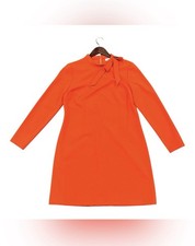 NWT Calvin Klein Long-Sleeve Neck Tie Crepe Sheath Dress Red/Orange 12