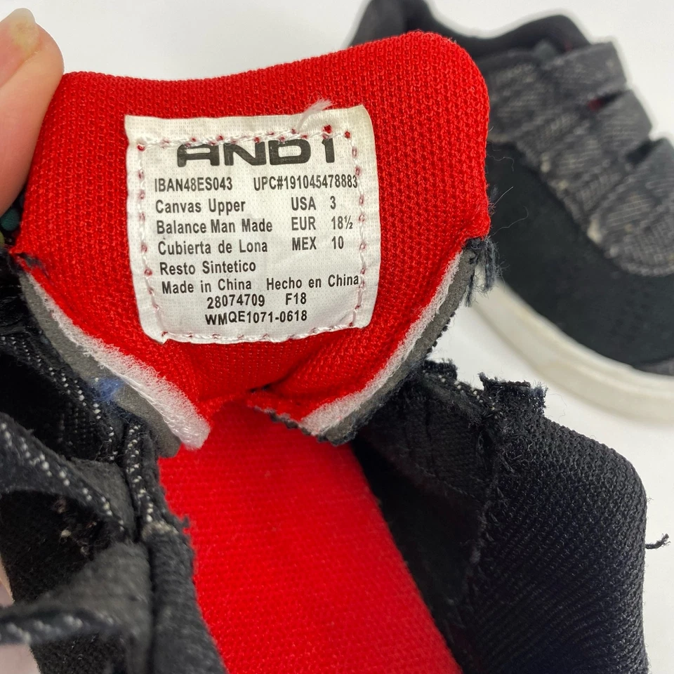 And1 Niños Talla 3 Niños Pequeños Tenis Fácil En Negro Rojo Lona 28074709 Foto 3 de 4