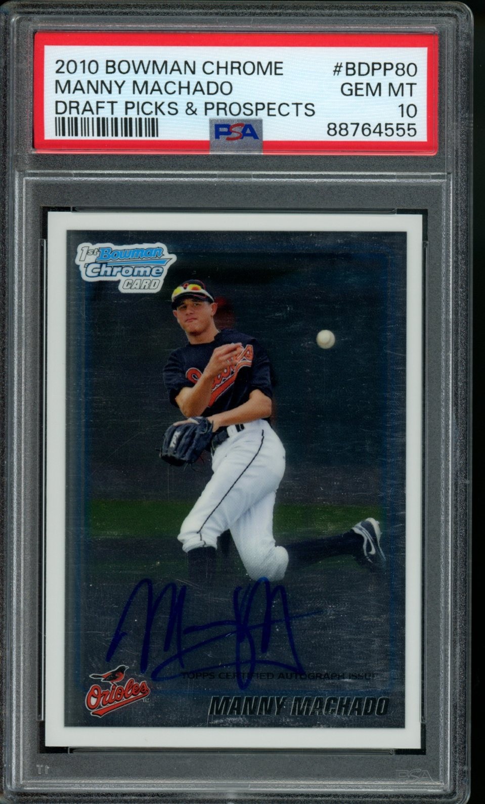 2010 Bowman Chrome Manny Machado Rookie Auto PSA 10
