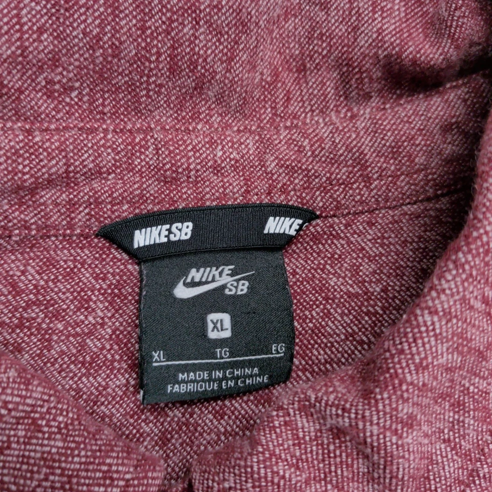 Camisa de franela Nike SB para hombre XL manga larga abotonada roja jaspeada Foto 2 de 4