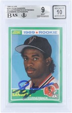 Autographed Deion Sanders Falcons Football Slabbed Rookie Card Item#14410834 COA. rookie card picture