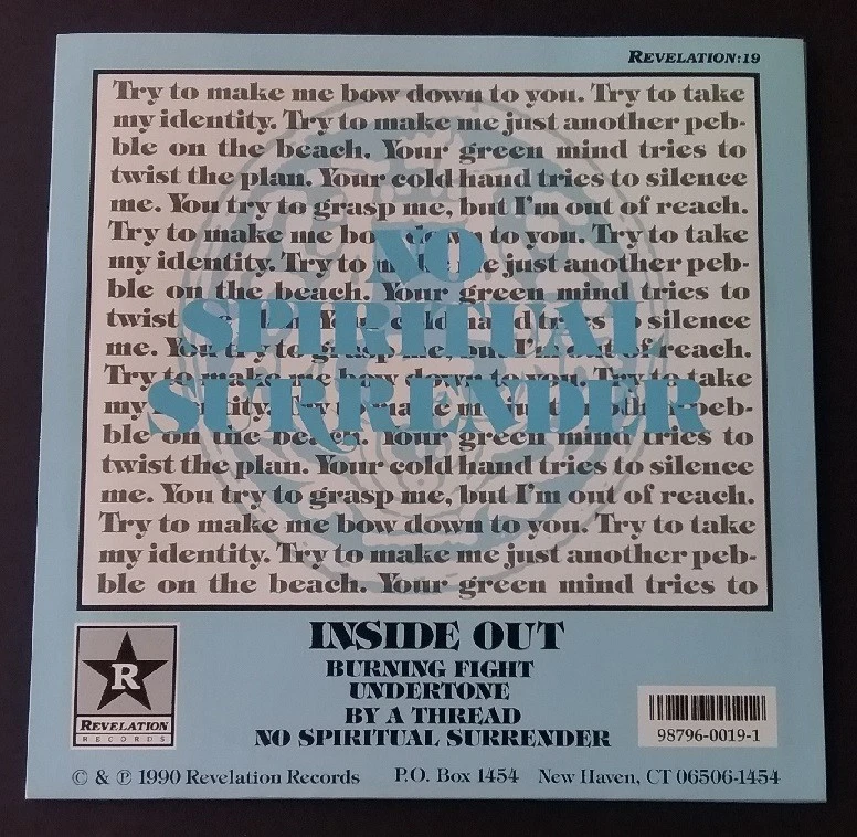 Inside Out No spiritual surrender s/t 7" NEW Hardcore Rage Against the Machine - Image 2 of 2