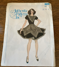 Authentic Patterns Western Square Dance Uncut Dress Ruffled Skirt 309 12 14 16