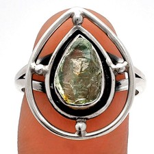 Natural Aquamarine Rough - Brazil 925 Sterling Silver Ring s.8.5 Jewelry R-1446