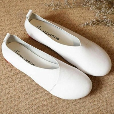 Retro Womens Shoes Faux Leather Low Top Slip On Loafers Work Casual Comfort Flat