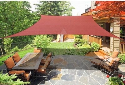 Breathable Curved Edge Sun Shade Sail Shade Canopy Cover for Patio/Awning in Red