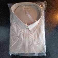 NEW St John's Bay Iron Free Oxford Shirt Short Sleeve 5XL/TALL, Classic Stone