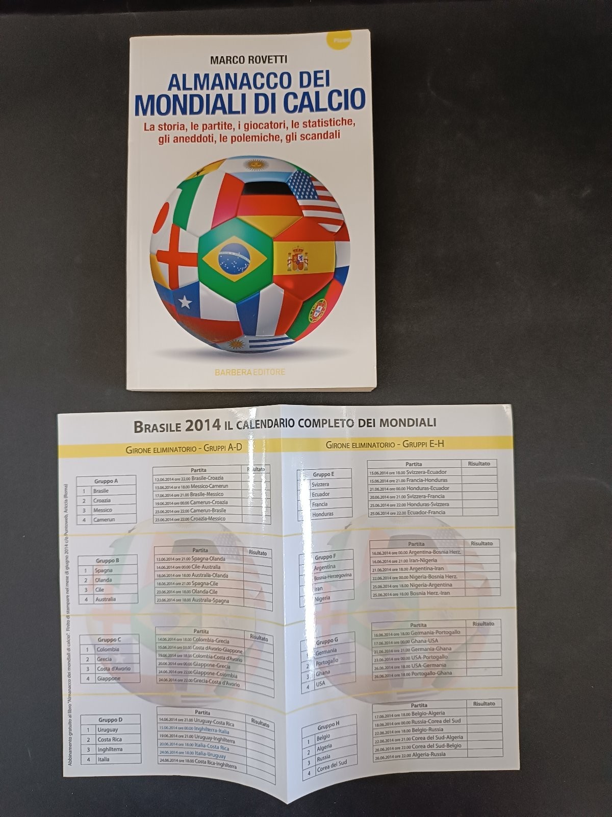 Libro ALMANACCO MONDIALI DI CALCIO Marco Rovetti Edizioni Barbera con inserto