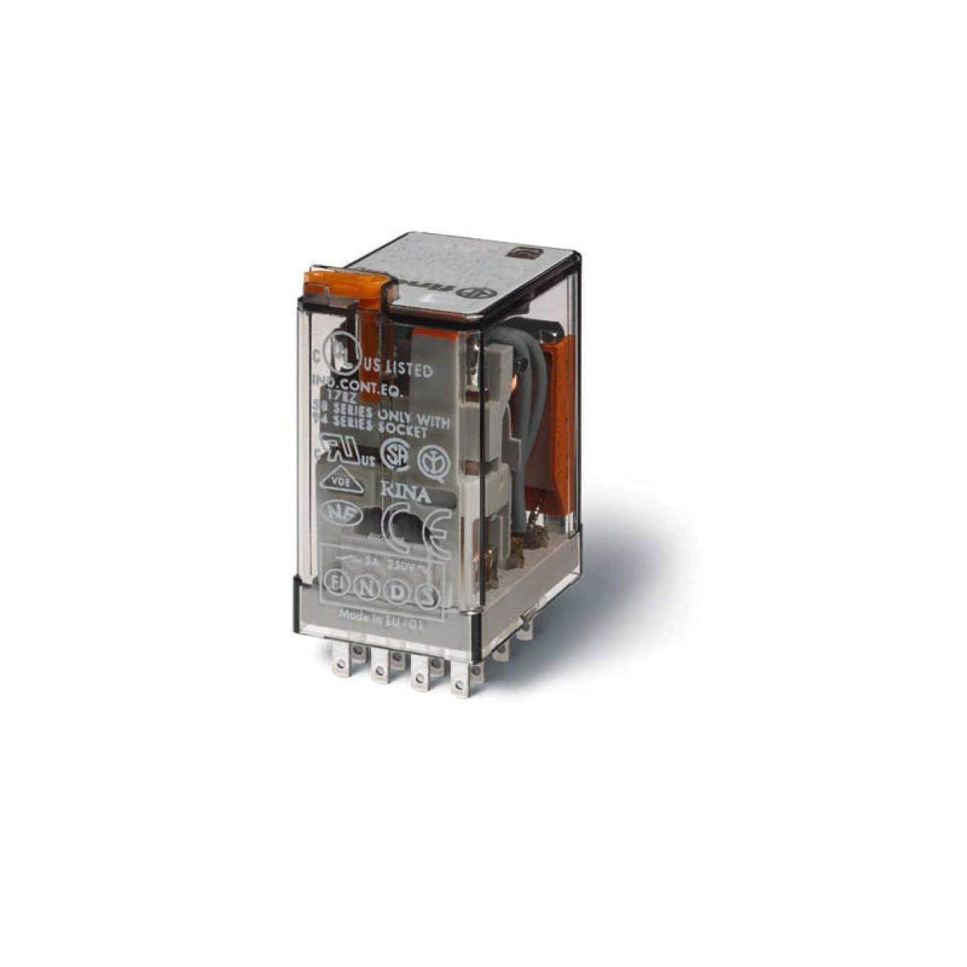 4P 7A 24V DC Miniature Relay, Push Button 55.34.9.024.0090