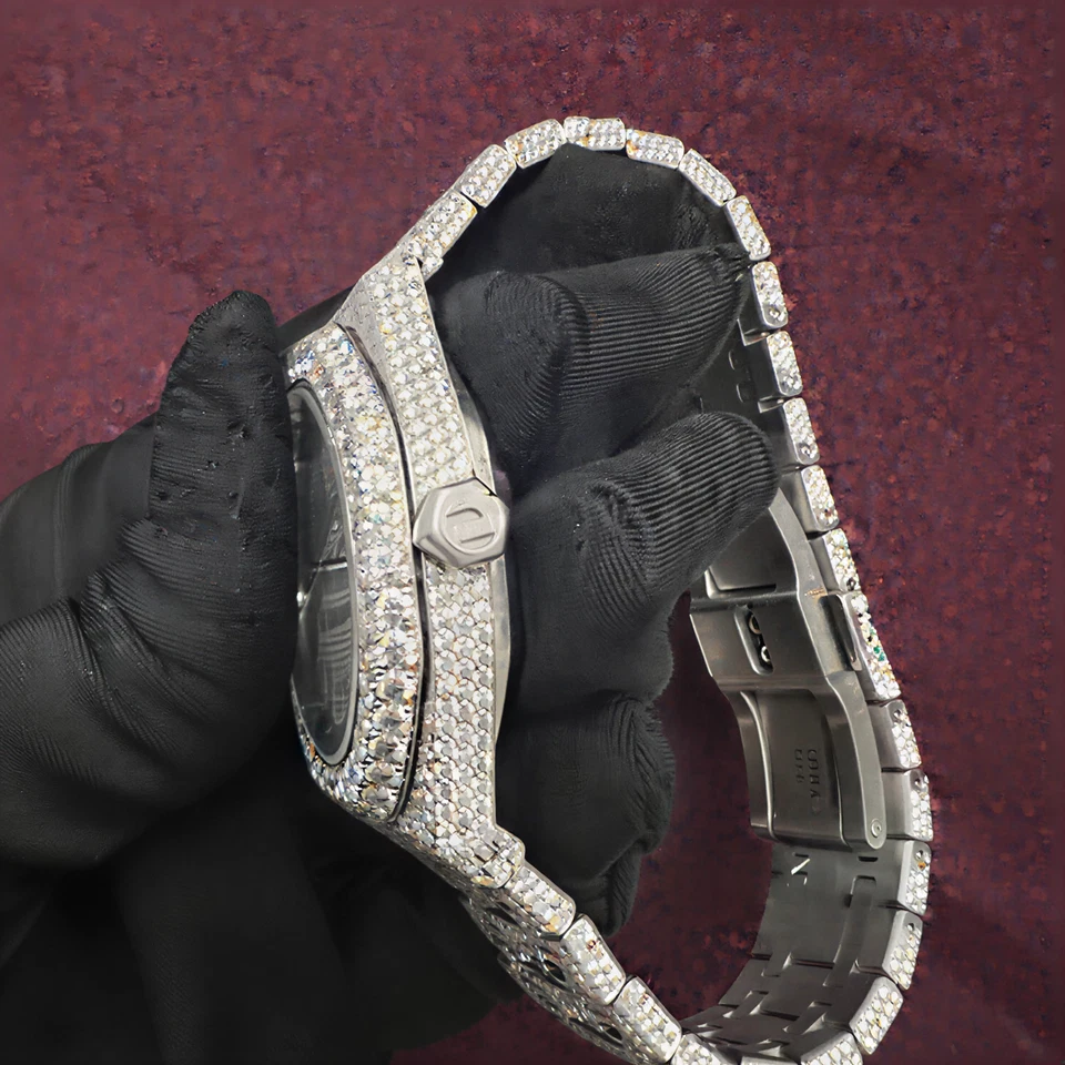 Men’s Custom Luxury 41mm Moissanite Stainless Steel Watch – Hip Hop Style - Image 2 of 4