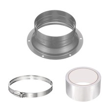 4" Duct Connector Flange Metal Interface Duct Connector with Clamp, Silver