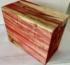 K D Curly Flaming Red BOX ELDER  Pepper Mill Pen Blanks Calls 2 1/2”x4”x5” #192