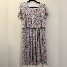 J. Jill Floral Short Sleeve Dress in Blue Multicolor - S
