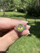 Solid Sterling Peridot Ring Sz 5.5