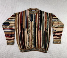 Vintage 90s Tosani 3D Knit Sweater – Vibrant Geometric Coogi Style - Men's XL