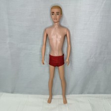 Vintage 60s Flocked Hair Ken Blonde Doll Red Underwear Japan Some Flaws See Pics