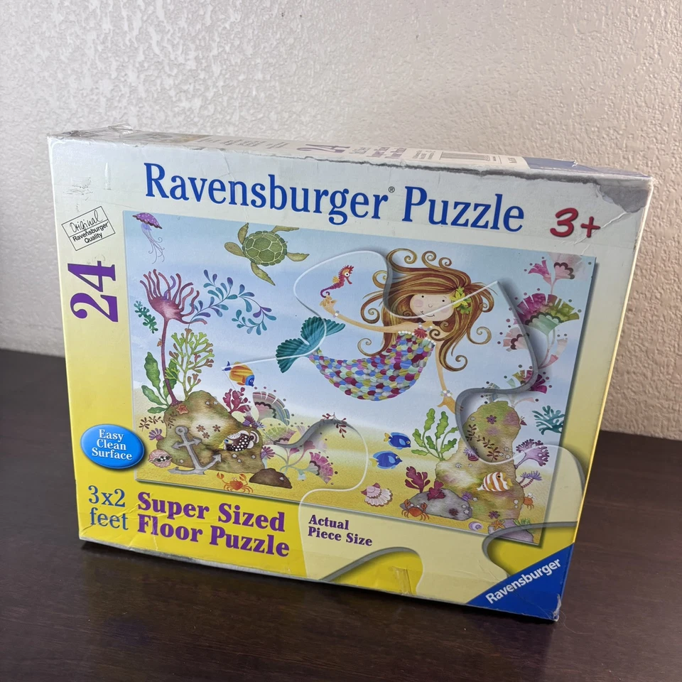 “Junior Mermaid” - Rompecabezas de piso raro de 24 piezas de gran tamaño de Ravensburger Foto 4 de 4