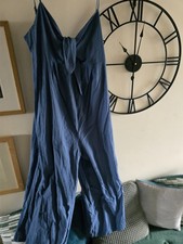 SHEIN Maternity Spaghetti Strap Sleeveless Summer Tied Jumpsuit BLUE Size XXL
