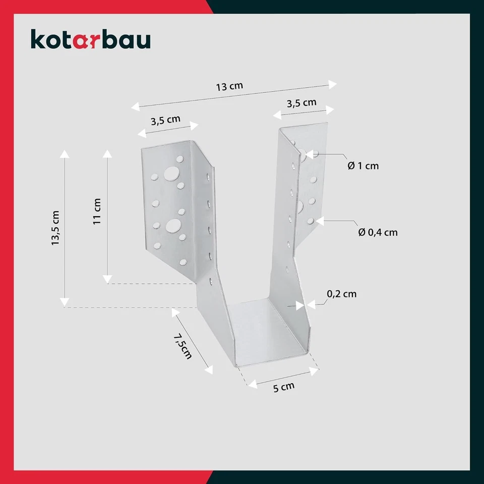 KOTARBAU® - Staffa per travi tipo A, 50 mm, giunti per travi in legno - Immagine 4 di 4